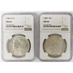 TWO NGC MS64 MORGAN DOLLARS: