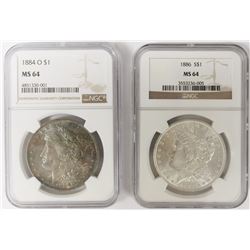 TWO NGC MS64 MORGAN DOLLARS: