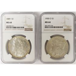 TWO NGC MS64 MORGAN DOLLARS: