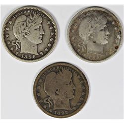 LOT OF 3 BARBER QUARTERS