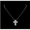 Image 2 : 1.83 ctw Diamond Cross Pendant With Chain - 14KT White Gold