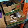 Image 1 : 2 BOXES OF TOOLS, MAKITA ELECTRIC DRILL, HARDWARE, AND HAND CART