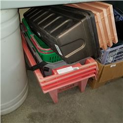 LOT OF BINS, TOTES, AND PLANTERS