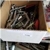 Image 1 : BOX OF WRENCHES, SCREW DRIVERS, AND SOCKETS