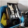 Image 3 : BLUE TOTE OF CUTTING DISCS AND BIN AND TRAY OF TOOLS