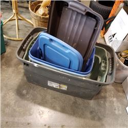 LOT OF 4 LARGE LONG PLASTIC TOTES