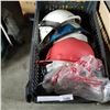 Image 2 : BIN OF HARD HATS, BOX OF CORDLESS DRILLS, AND EXTENSION CORD