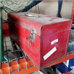 RED BENCH TOOLBOX W/ CONTENT