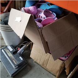 2 BOXES OF NEW WOMENS FLIP FLOPS AND CROCS