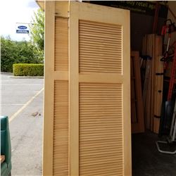 2 SOLID WOOD 8FT LOUVER DOORS