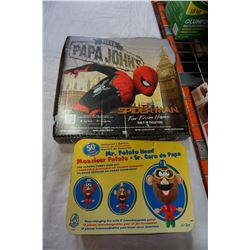MR. POTATO HEAD 50TH ANNIVERSARY EDITION AND PAPA JOHNS SPIDERMAN PIZZA BOX