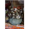 Image 1 : BOX OF PEWTER, BRASS, AND SILVER PLATE DECOR