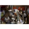 Image 2 : BOX OF PEWTER, BRASS, AND SILVER PLATE DECOR