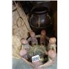 Image 2 : WICKER BACK PACK, LANTERN, FRIENDLY CIRCLE CANDLE HOLDER, AND BOX OF DECOR