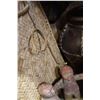 Image 3 : WICKER BACK PACK, LANTERN, FRIENDLY CIRCLE CANDLE HOLDER, AND BOX OF DECOR