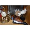 Image 1 : DOME CLOCK, GLASS VASE AND BOWL, HANDSHAKE FIGURE, AND WALL SCONCE
