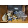 Image 1 : SHELF LOT OF CRYSTAL GLASSWARE, FRUIT BOWLS BY STOKES, AND KITCHEN DECOR