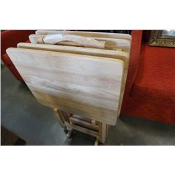 4 MAPLE TV TRAYS ON STAND