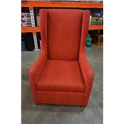 MODERN RED FABRIC TALL BACK ACCENT CHAIR