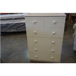 WHITE 6 DRAWER HIGH BOY DRESSER