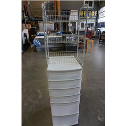 ROLLING 6 DRAWER ORGANIZER AND WIRE SHOE RACK