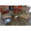 Image 1 : ROUND WICKER GLASSTOP DINING TABLE W/ 2 CHAIRS