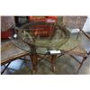 Image 2 : ROUND WICKER GLASSTOP DINING TABLE W/ 2 CHAIRS