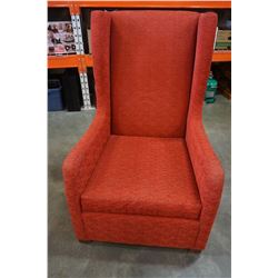 MODERN RED FABRIC TALL BACK ACCENT CHAIR
