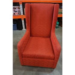 MODERN RED FABRIC TALL BACK ACCENT CHAIR