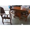 Image 8 : ANTIQUE WALNUT DINING TABLE AND 6 LEATHER SEAT CHAIRS