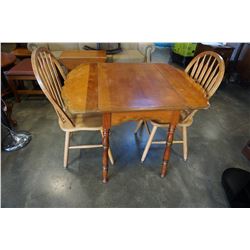 OAK DROP LEAF DINING TABLE W/ 2 CHAIRS