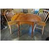 Image 4 : OAK DROP LEAF DINING TABLE W/ 2 CHAIRS