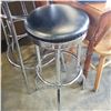 Image 2 : BLACK AND CHROME BAR HEIGHT TABLE WITH 2 BLACK LEATHER AND CHROME BAR STOOLS