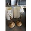Image 2 : PAIR OF MCM TEAK AND CORK TABLE LAMPS WITH SHADES