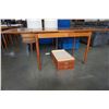 Image 8 : SOLID TEAK DRAW LEAF DESK WITH SLIDING DRAWERS MADE IN DENMARK