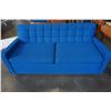 Image 1 : VINTAGE MCM BLUE BUTTON BACK LOVESEAT WITH PULL OUT BED