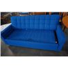 Image 2 : VINTAGE MCM BLUE BUTTON BACK LOVESEAT WITH PULL OUT BED