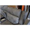Image 12 : NEW MODERN GREY STITCHED PALOMINO FABRIC 3 PIECE SECTIONAL SOFA, WITH 3 POWER RECLINERS, 2 CONSOLES,