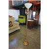 Image 1 : ANTIQUE BRASS TRI LIGHT W/ MILK GLASS SHADE