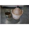 Image 1 : RATTAN AND GLASS CARBOY AND BRASS FIRE BUCKET