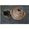 Image 4 : RATTAN AND GLASS CARBOY AND BRASS FIRE BUCKET