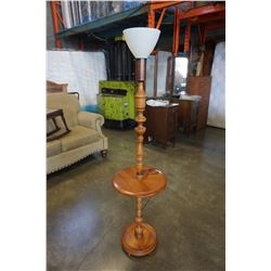 MAPLE ANTIQUE TABLE LAMP W/ MILK GLASS SHADE