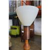 Image 2 : MAPLE ANTIQUE TABLE LAMP W/ MILK GLASS SHADE