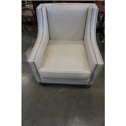 STUDDED LEATHER ARM CHAIR