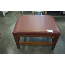 LEATHER AND WOOD OTTOMAN