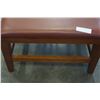 Image 2 : LEATHER AND WOOD OTTOMAN