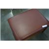 Image 3 : LEATHER AND WOOD OTTOMAN