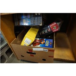 DVDS, NEW SUNSCREEN, 2 SHARPENING STONES, DOG FOOD AND NINTENDO BOX
