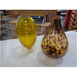 2 BLOWN GLASS VASES