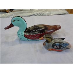 2 CARVED WOODEN DUCKS